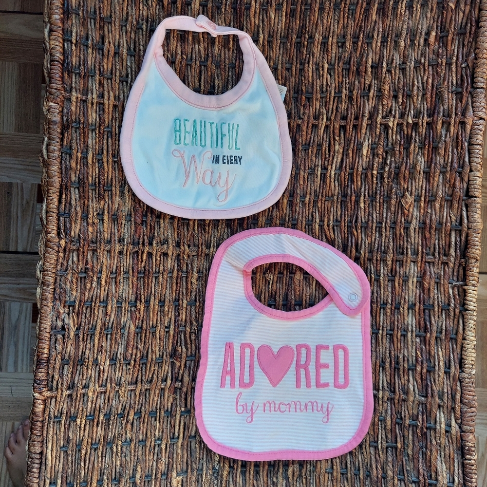 Just One You Carter's (2) Pink Baby Girl Bibs